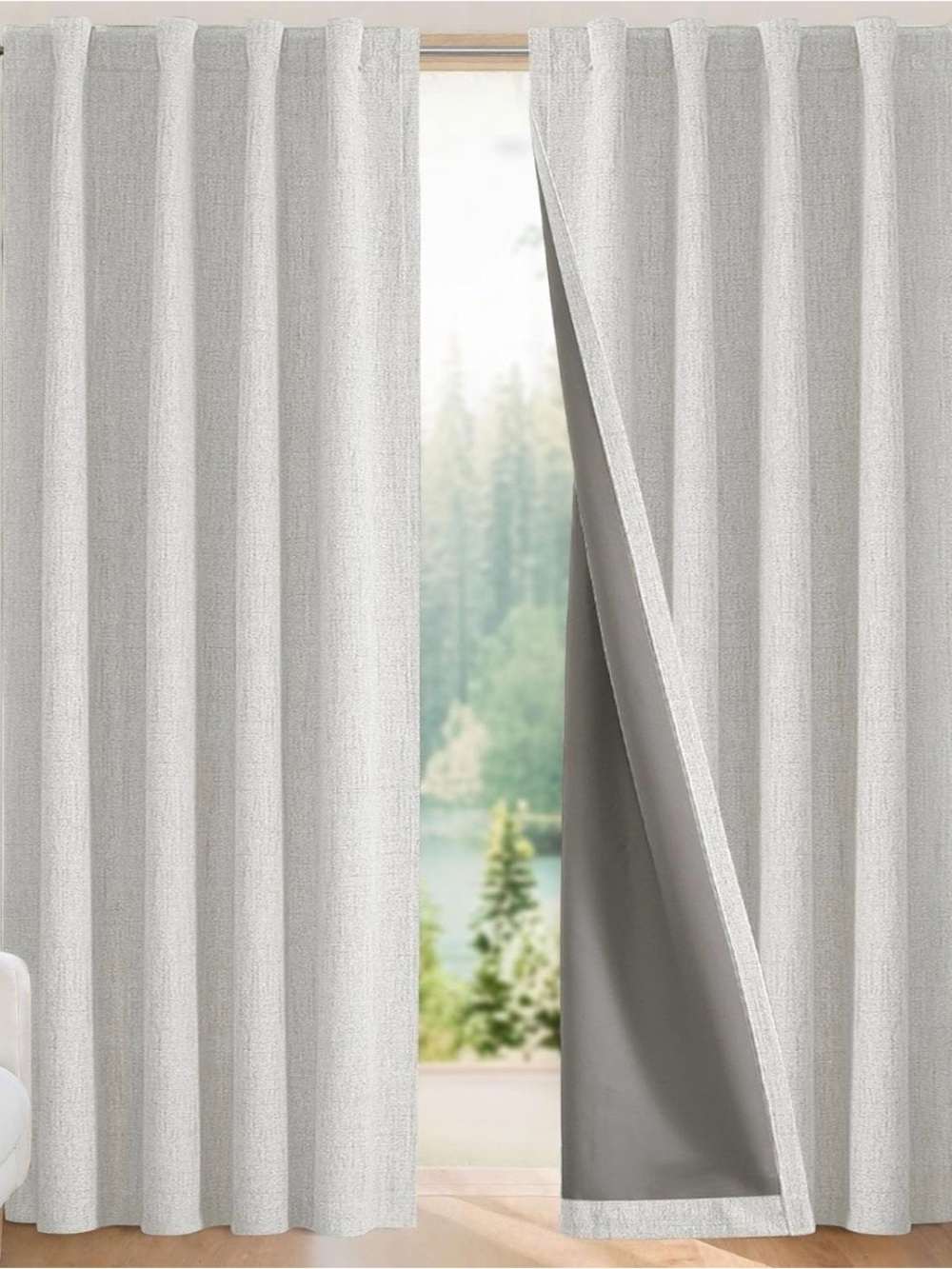 Joydeco Blackout Linen Curtain (1 panel) 84x54”